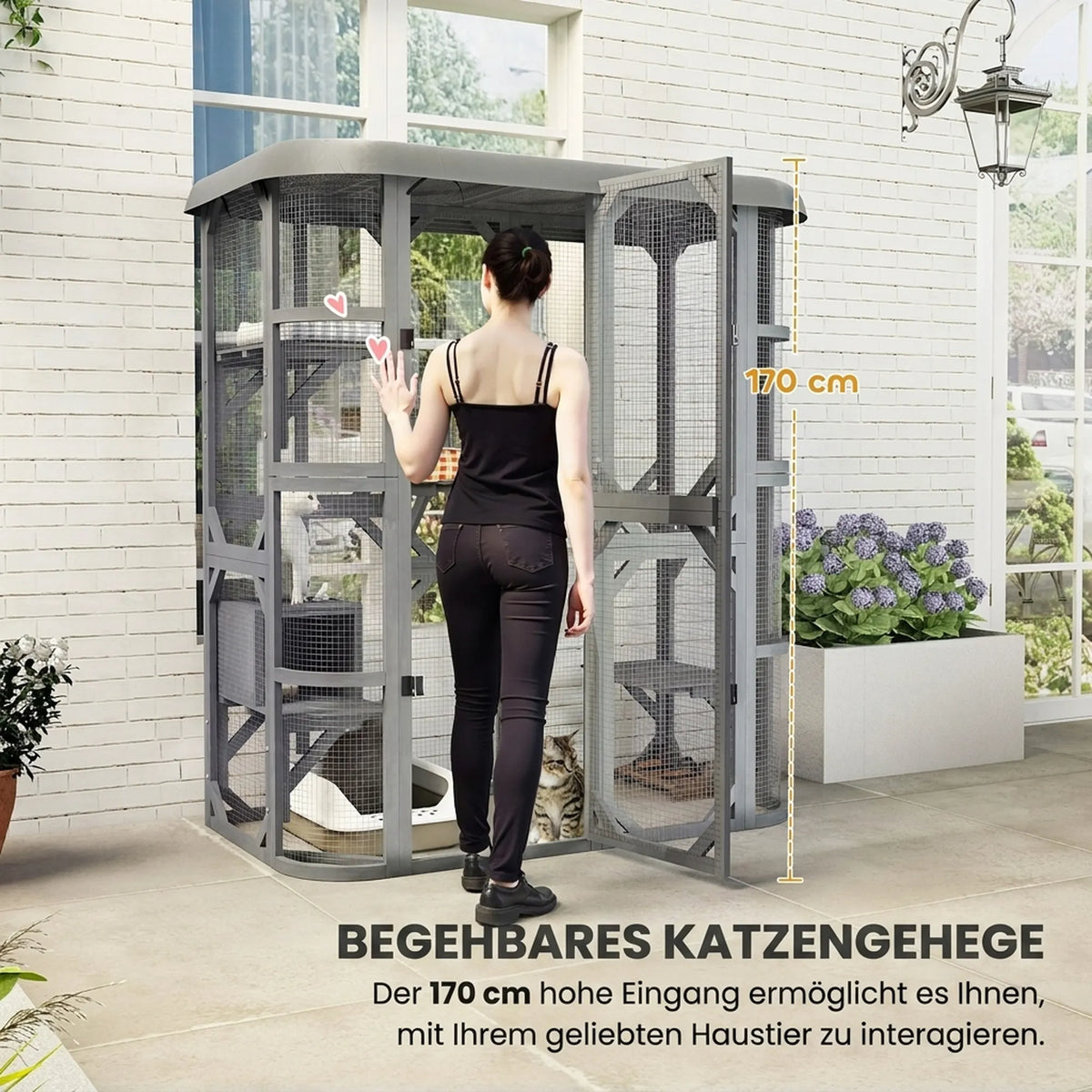Lauko aptvaras katėms, 4 platformos, 2–3 katėms iki 8 kg