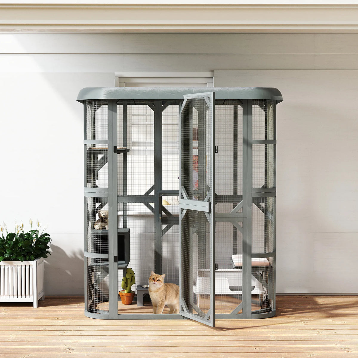 Lauko aptvaras katėms, 4 platformos, 2–3 katėms iki 8 kg