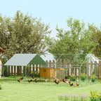 Lauko aptvaras vištoms su stogeliu, 300 x 600 x 195 cm, sidabrinis