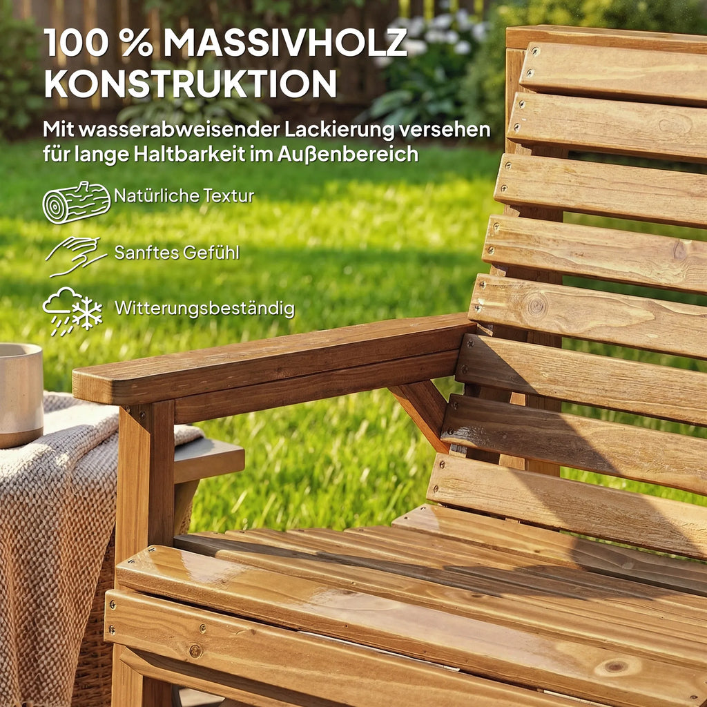 Lauko baldų komplektas 3 dalių eglės medienos natūrali spalva 121x65x90 cm