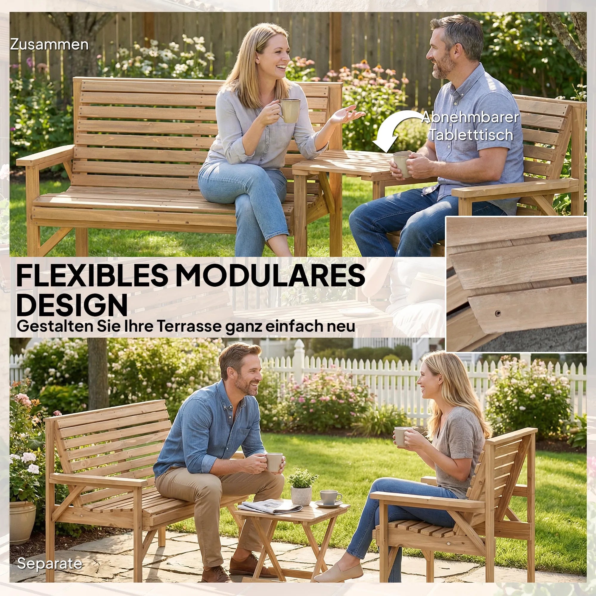 Lauko baldų komplektas 3 dalių eglės medienos natūrali spalva 121x65x90 cm