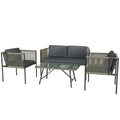 Lauko baldų komplektas 4 dalių, sofa, 2 foteliai ir stalas, pilkas