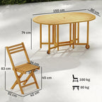 Baldų komplekto matmenų schema: stalas 150 x 90 cm, kėdė 83 cm aukščio