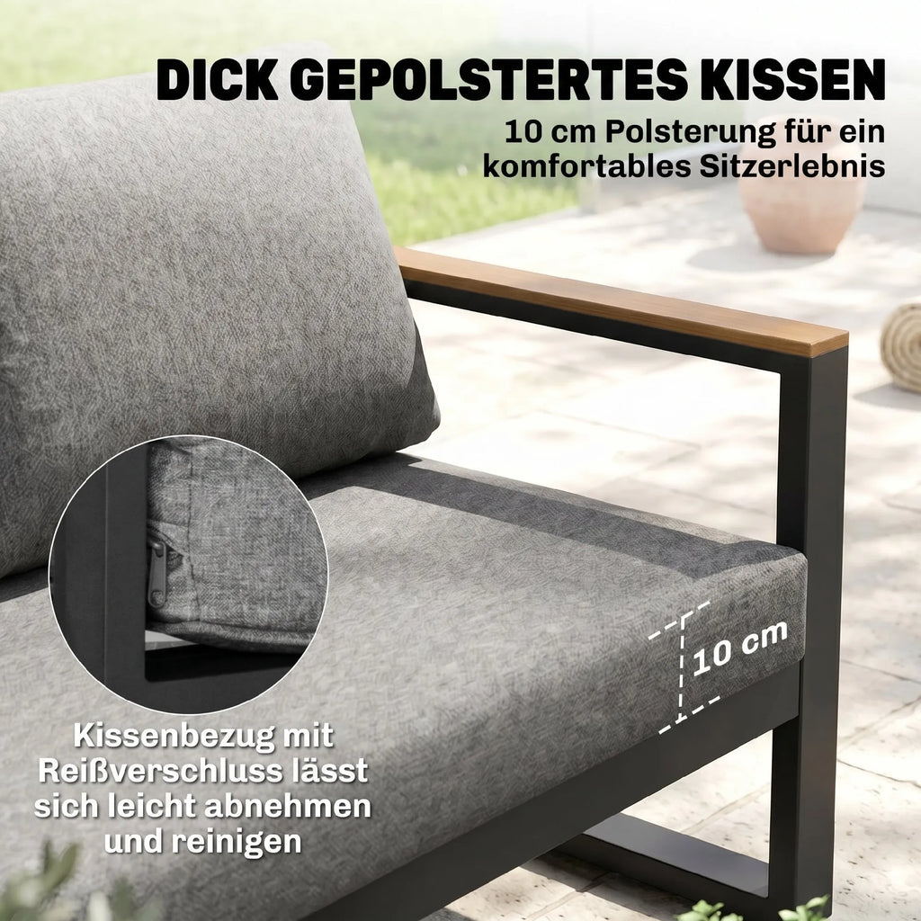 Lauko baldų komplektas moduliuojamas, 5 dalių, tamsiai pilkas
