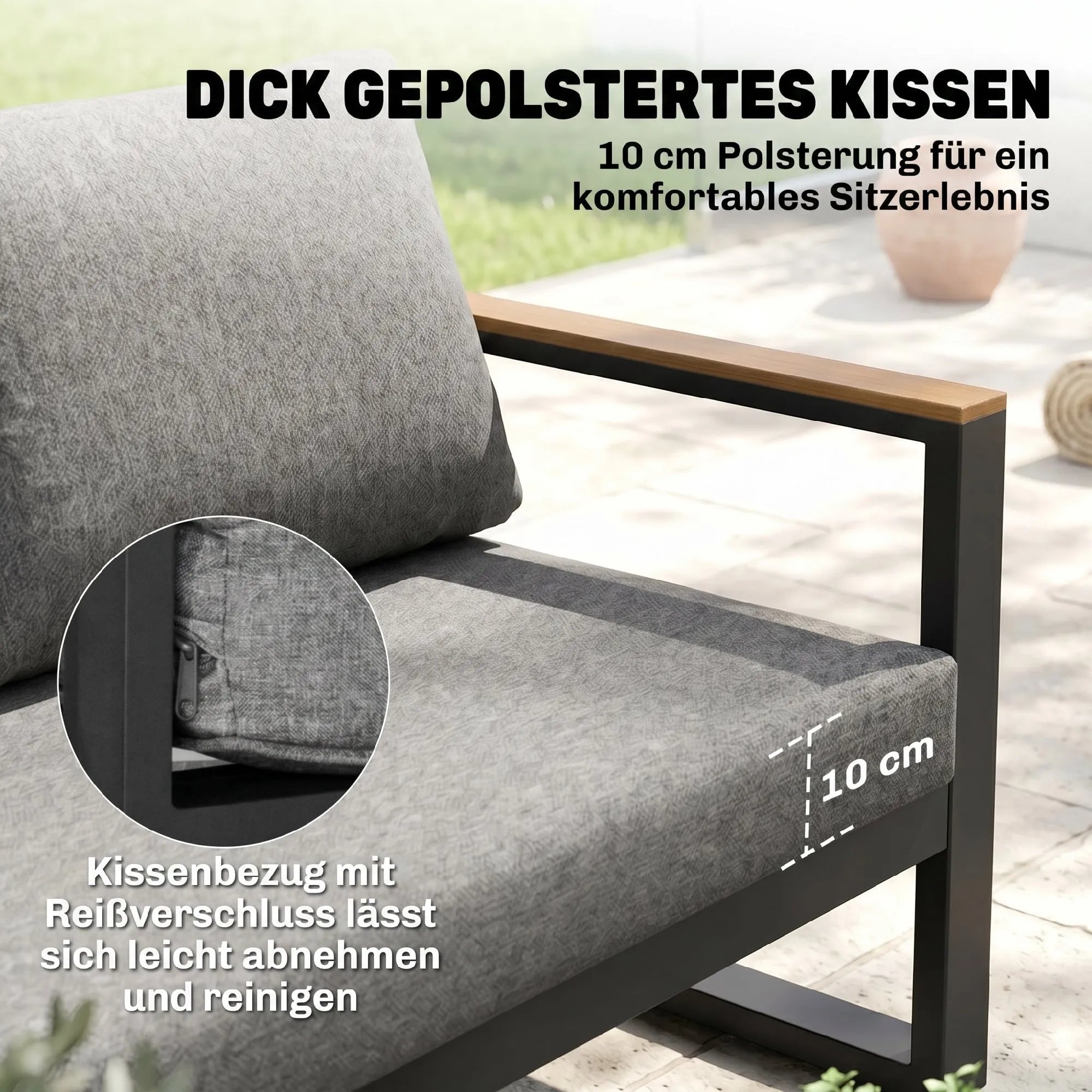 Lauko baldų komplektas moduliuojamas, 5 dalių, tamsiai pilkas