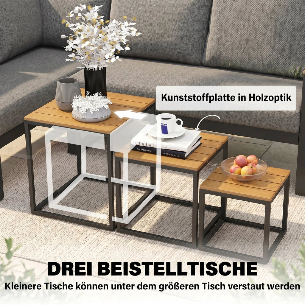 Lauko baldų komplektas moduliuojamas, 5 dalių, tamsiai pilkas