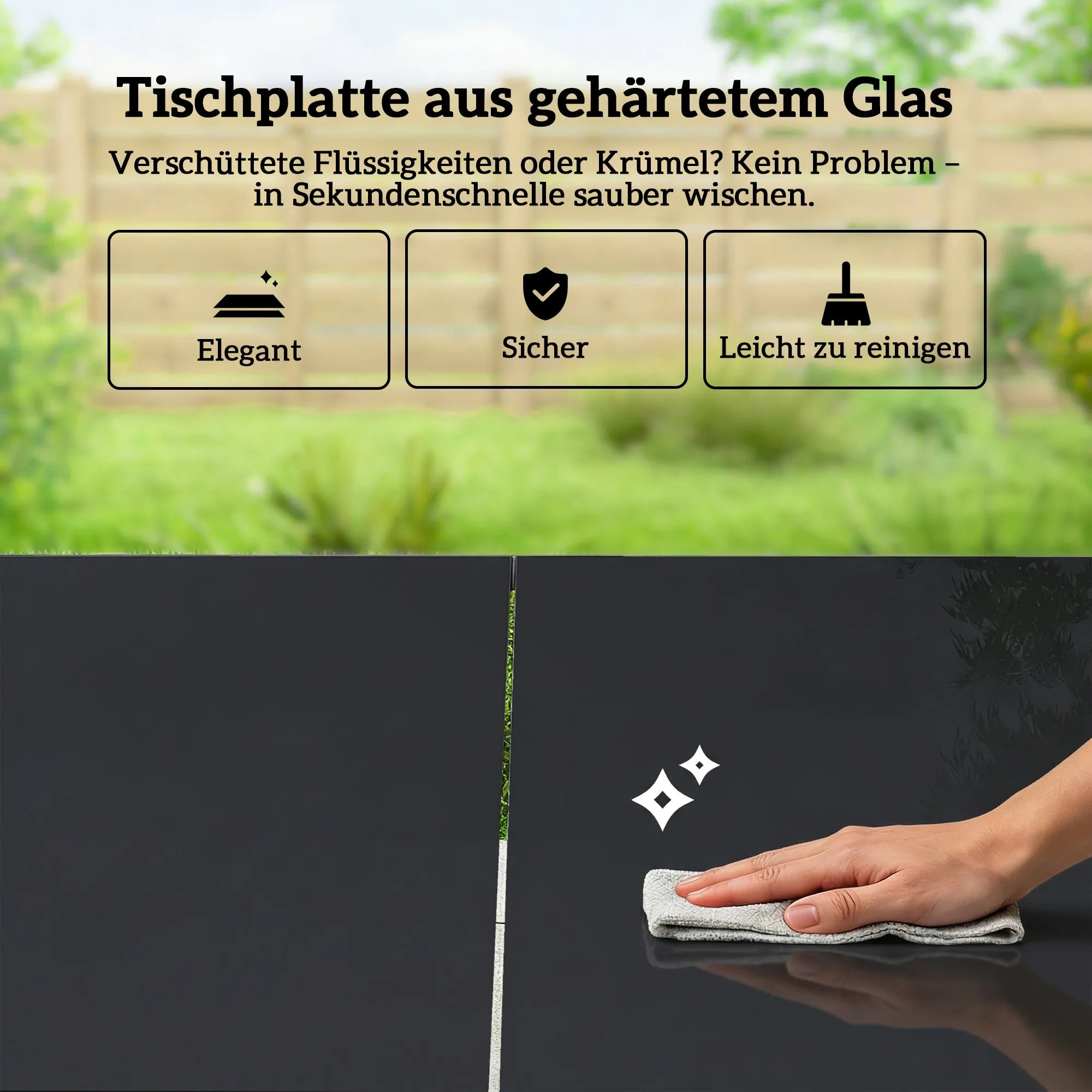 Lauko baldų komplektas plieninis 150x80 cm su 6 kėdėmis juodas