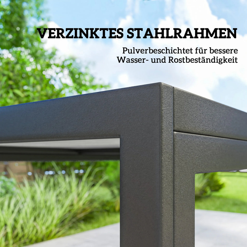 Lauko baldų komplektas plieninis stalas 150x80 cm su 6 kėdėmis juodas