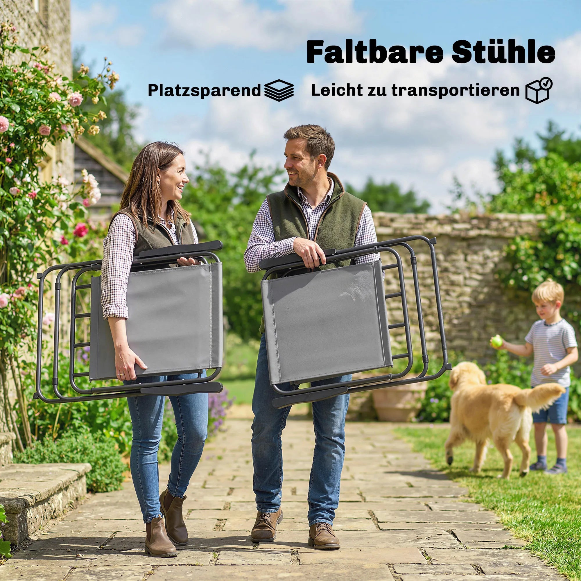 Lauko baldų komplektas su skėčiu stalas ir 6 sulankstomos kėdės pilkas