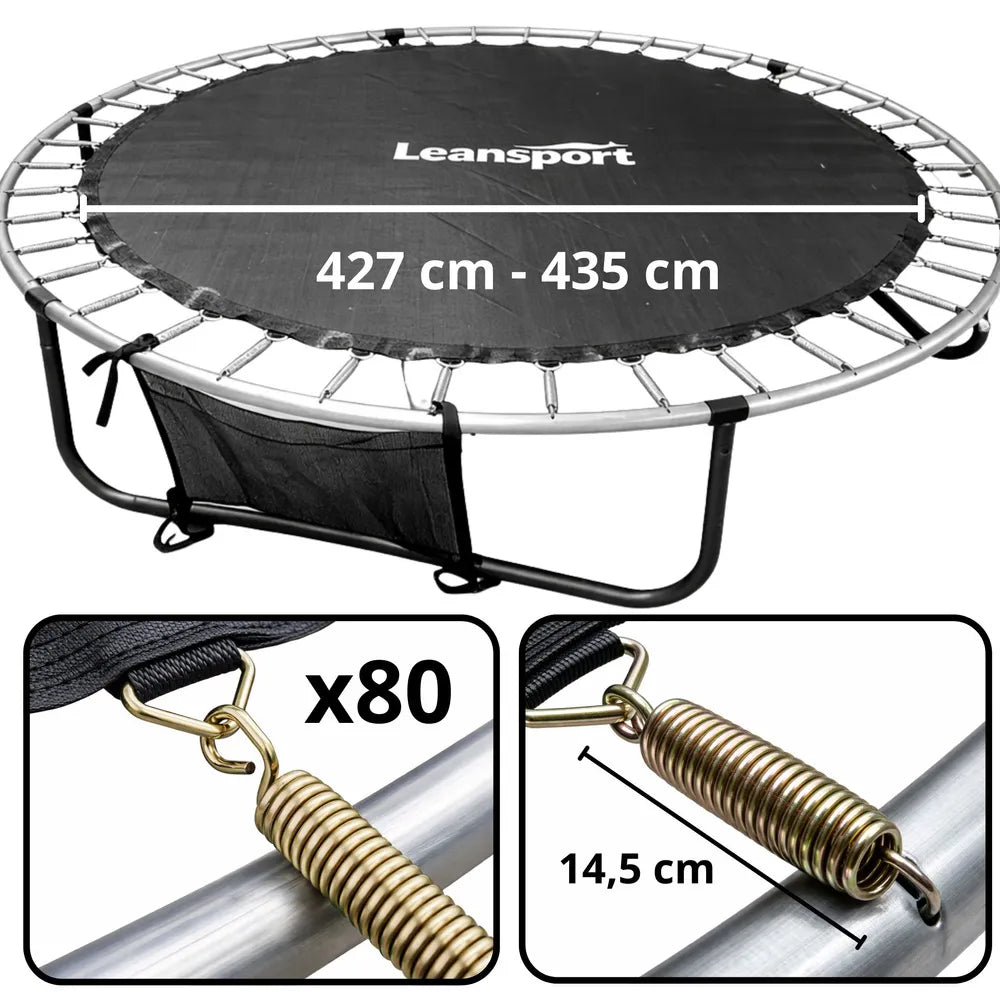 Lauko batutas Leansport, 427–435 cm, su apsauginiu tinklu, juodas