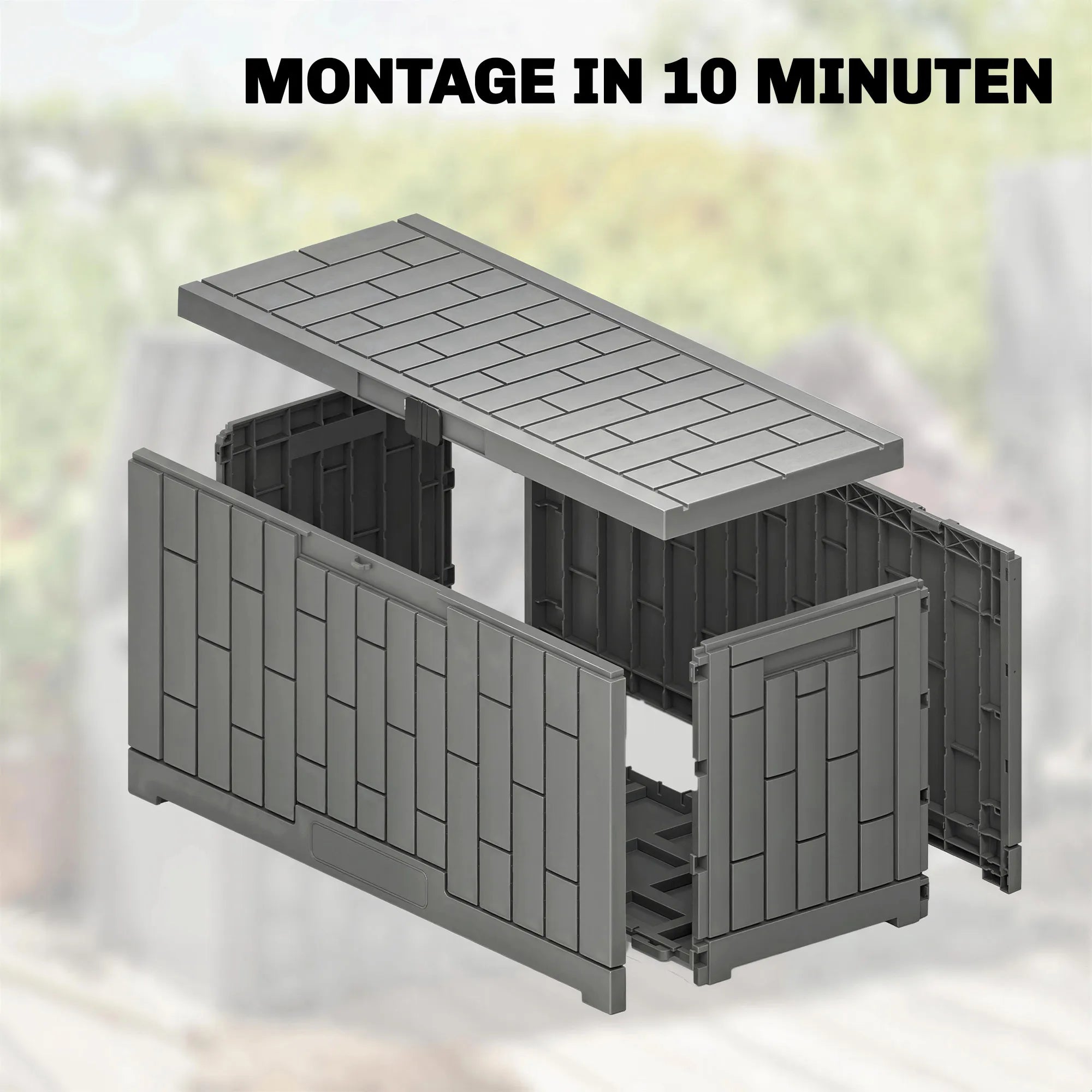 Lauko daiktadėžė 227 litrų plastikinė su medžio imitacija pilka 106,5x43x54,5cm