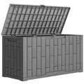 Lauko daiktadėžė 227 litrų plastikinė su medžio imitacija pilka 106,5x43x54,5cm