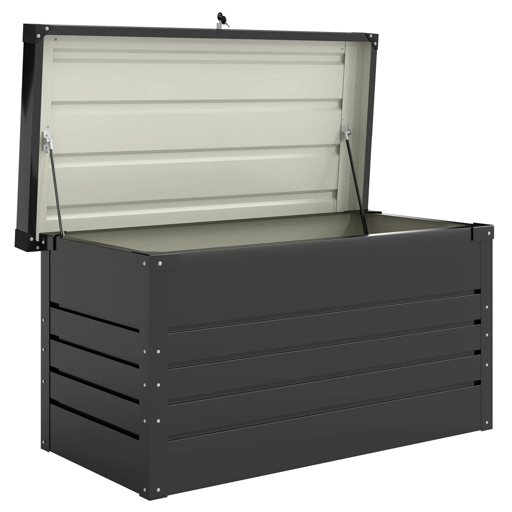Lauko daiktadėžė 350 l, metalinė, rakinama, 120 x 61 x 62 cm, pilka