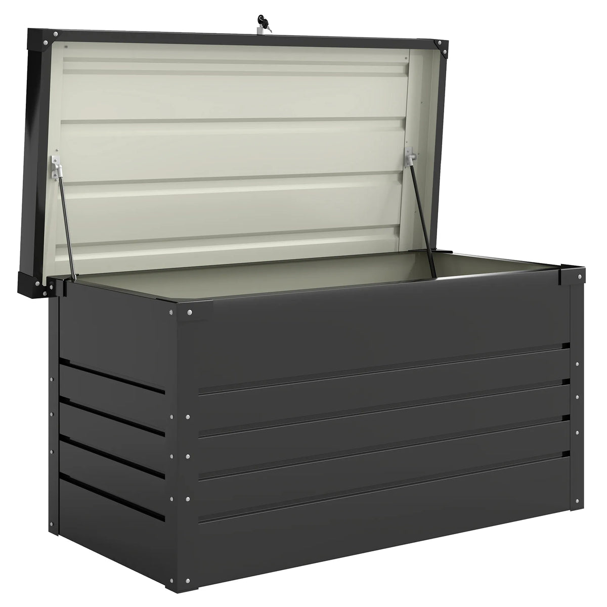 Lauko daiktadėžė 350 l, metalinė, rakinama, 120 x 61 x 62 cm, pilka