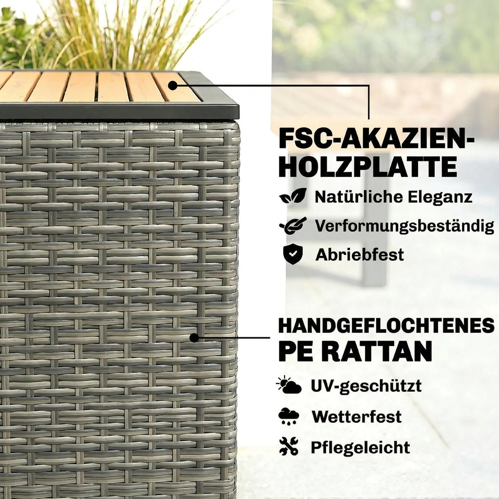 Lauko daiktadėžė 450 l, polirotango spalva tamsiai pilka