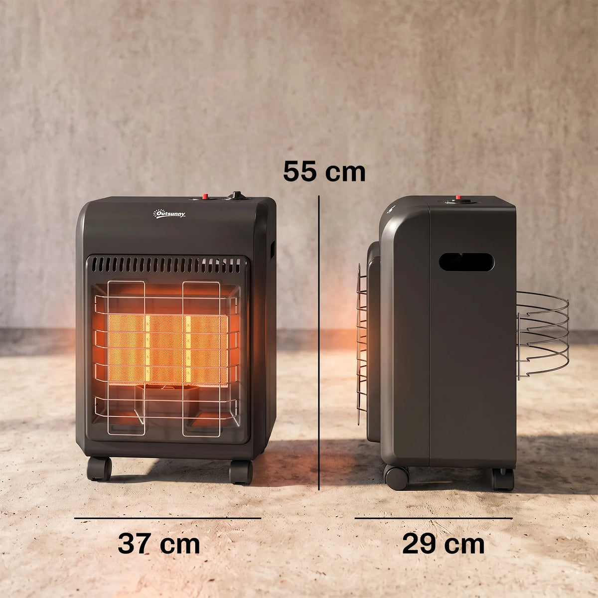 Lauko dujinis šildytuvas, 1,5–4,2 kW, su ratukais, 3 galios lygiai