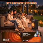 Lauko dujinis šildytuvas, 1,5–4,2 kW, su ratukais, 3 galios lygiai