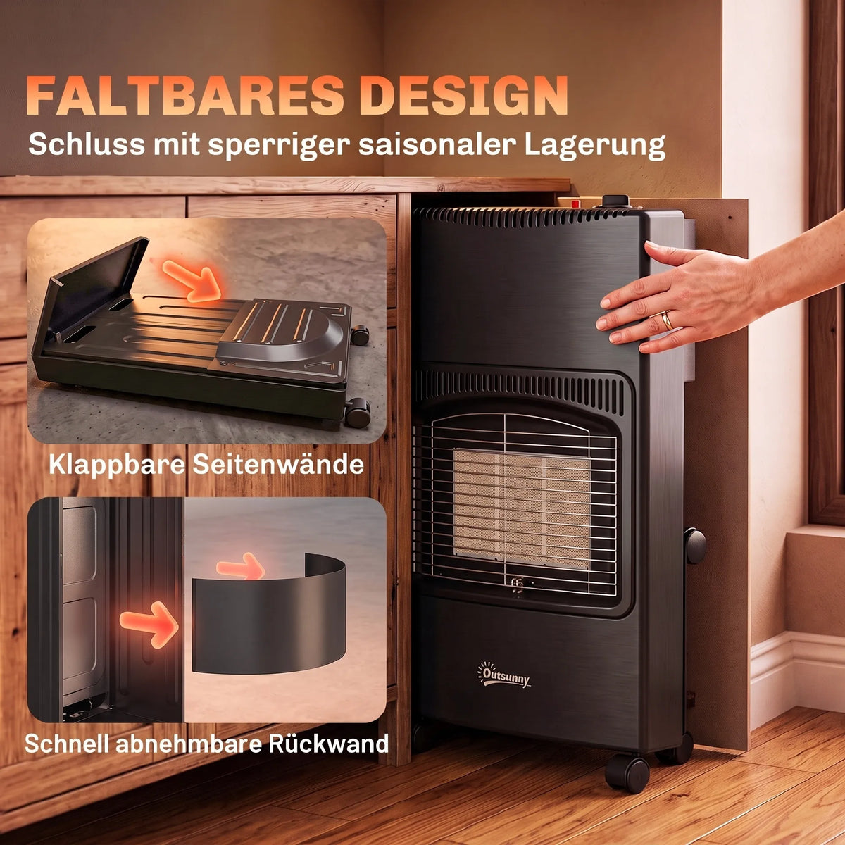 Lauko dujinis šildytuvas, 1,5–4,2 kW, sulankstomas, su ratukais