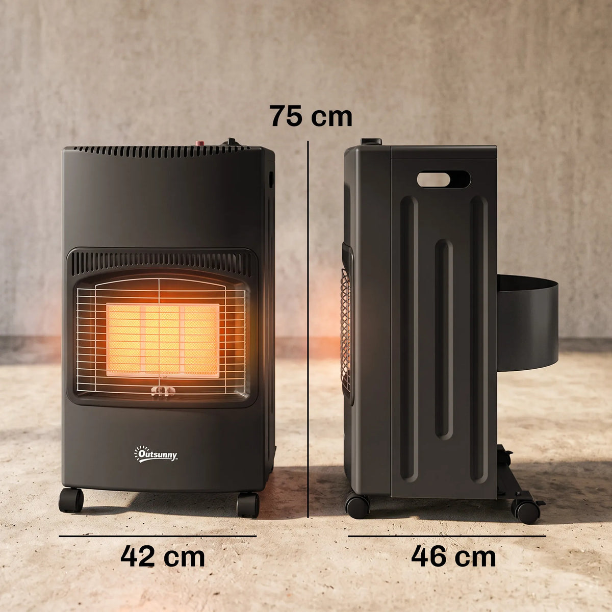 Lauko dujinis šildytuvas, 1,5–4,2 kW, sulankstomas, su ratukais