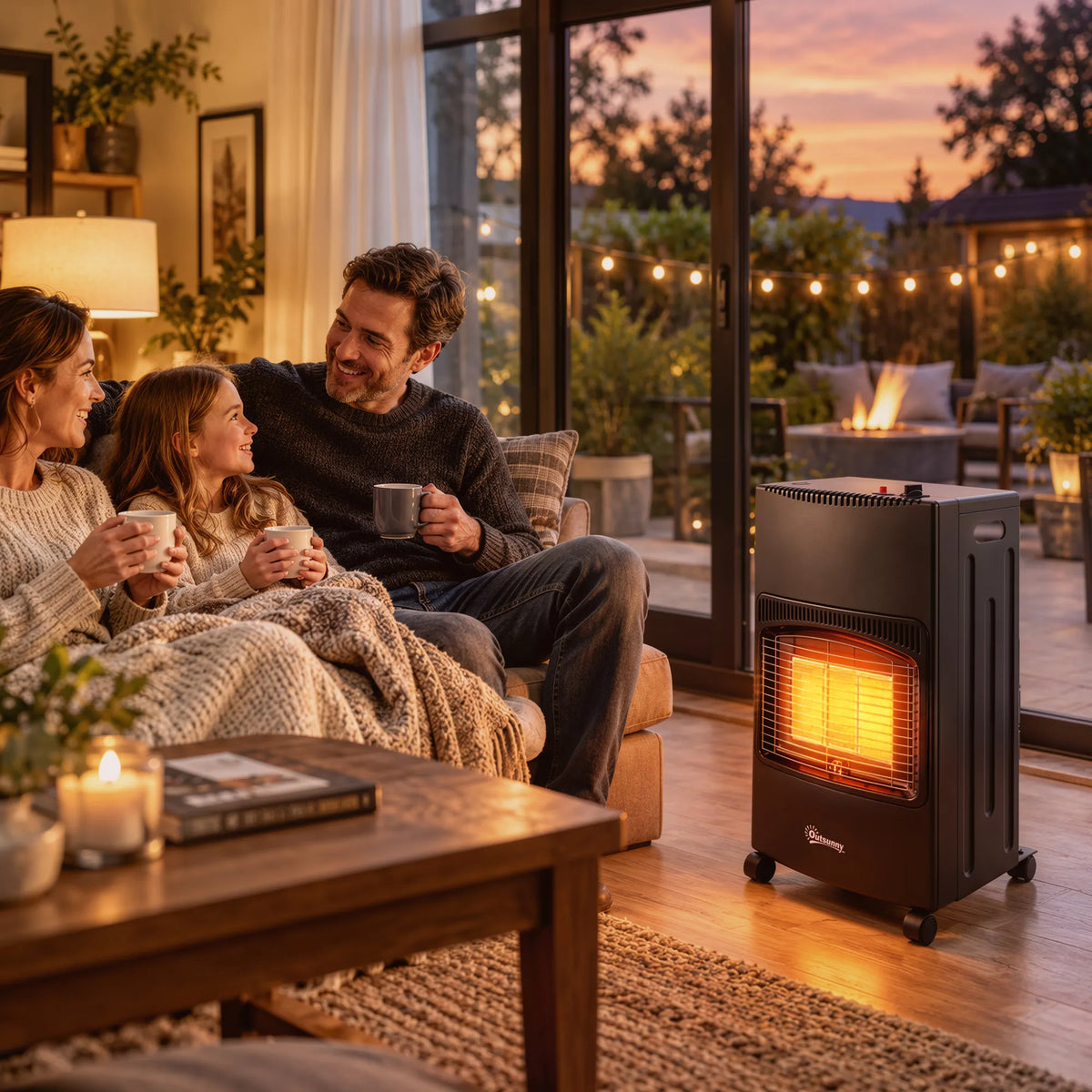 Lauko dujinis šildytuvas, 1,5–4,2 kW, sulankstomas, su ratukais
