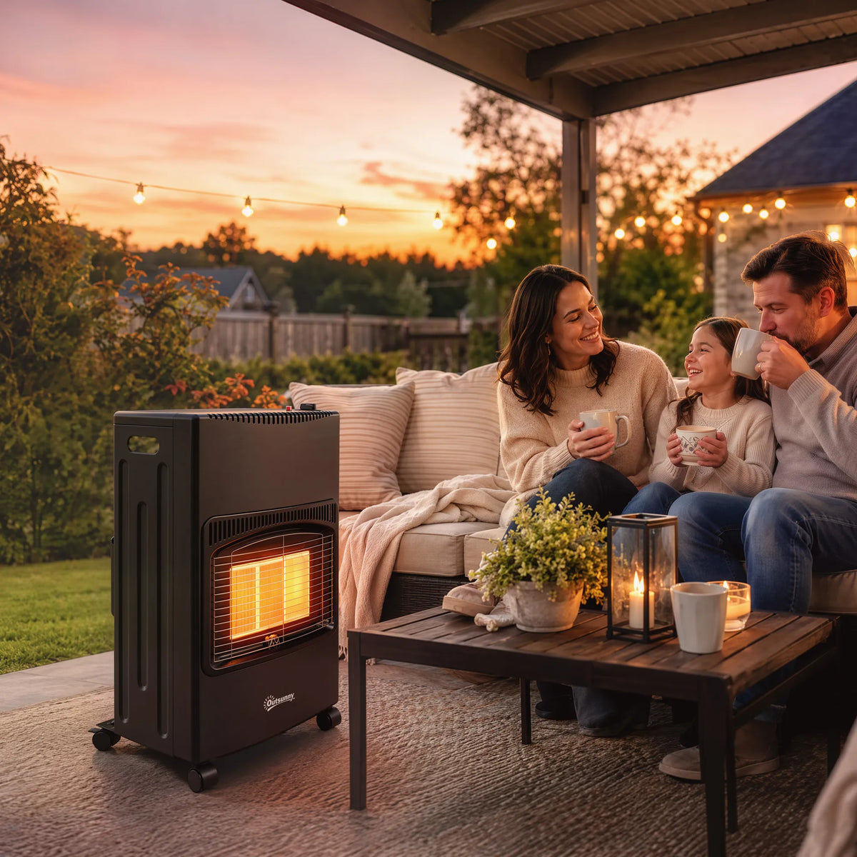 Lauko dujinis šildytuvas, 1,5–4,2 kW, sulankstomas, su ratukais