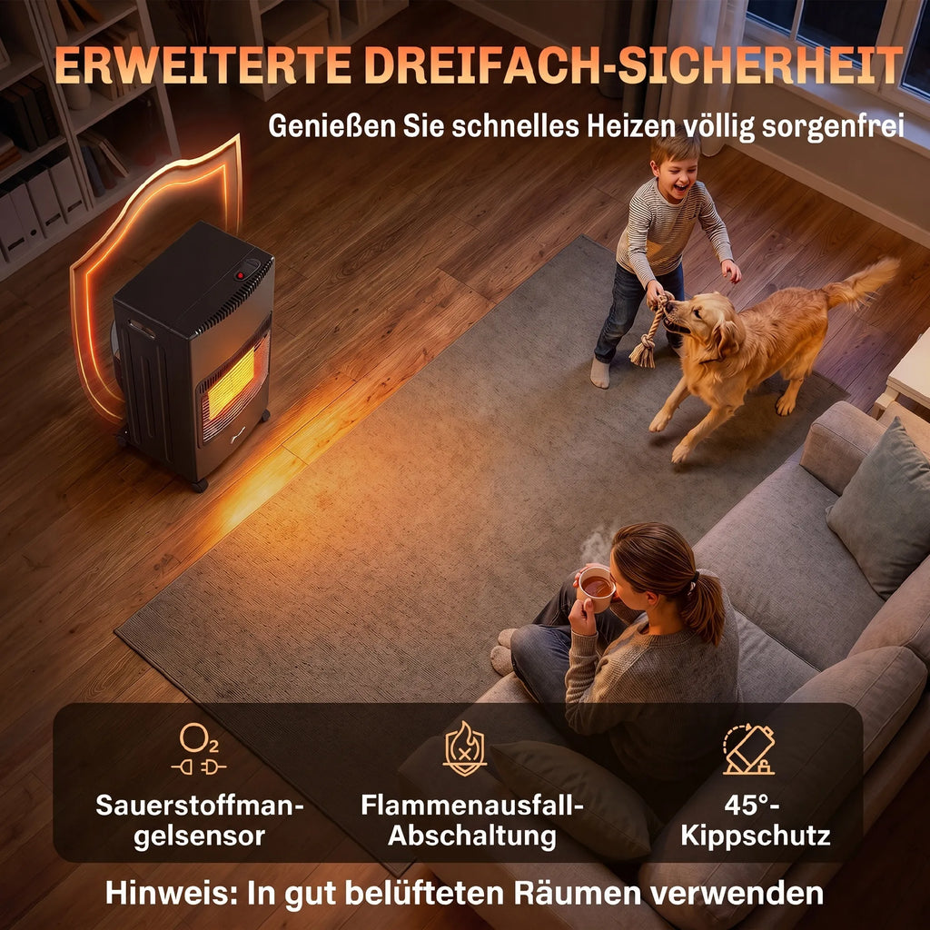 Lauko dujinis šildytuvas, 1,5–4,2 kW, sulankstomas, su ratukais