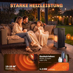 Lauko dujinis šildytuvas, 1,5–4,2 kW, sulankstomas, su ratukais