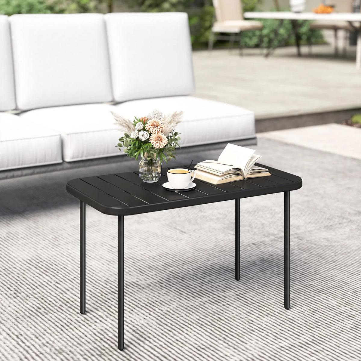 Lauko kavos staliukas metalinis 90x50 cm juodas