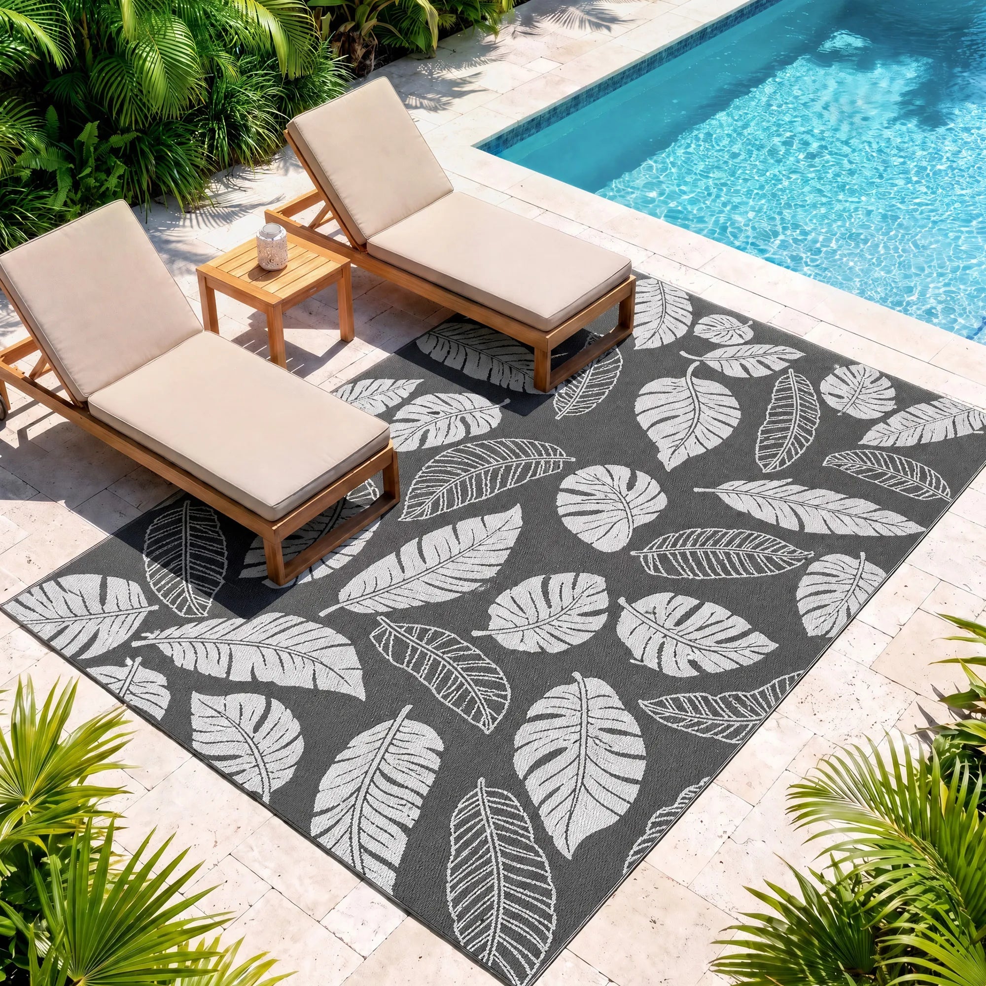 Lauko kilimas dvispusis plastikinis 182x274cm pilkas