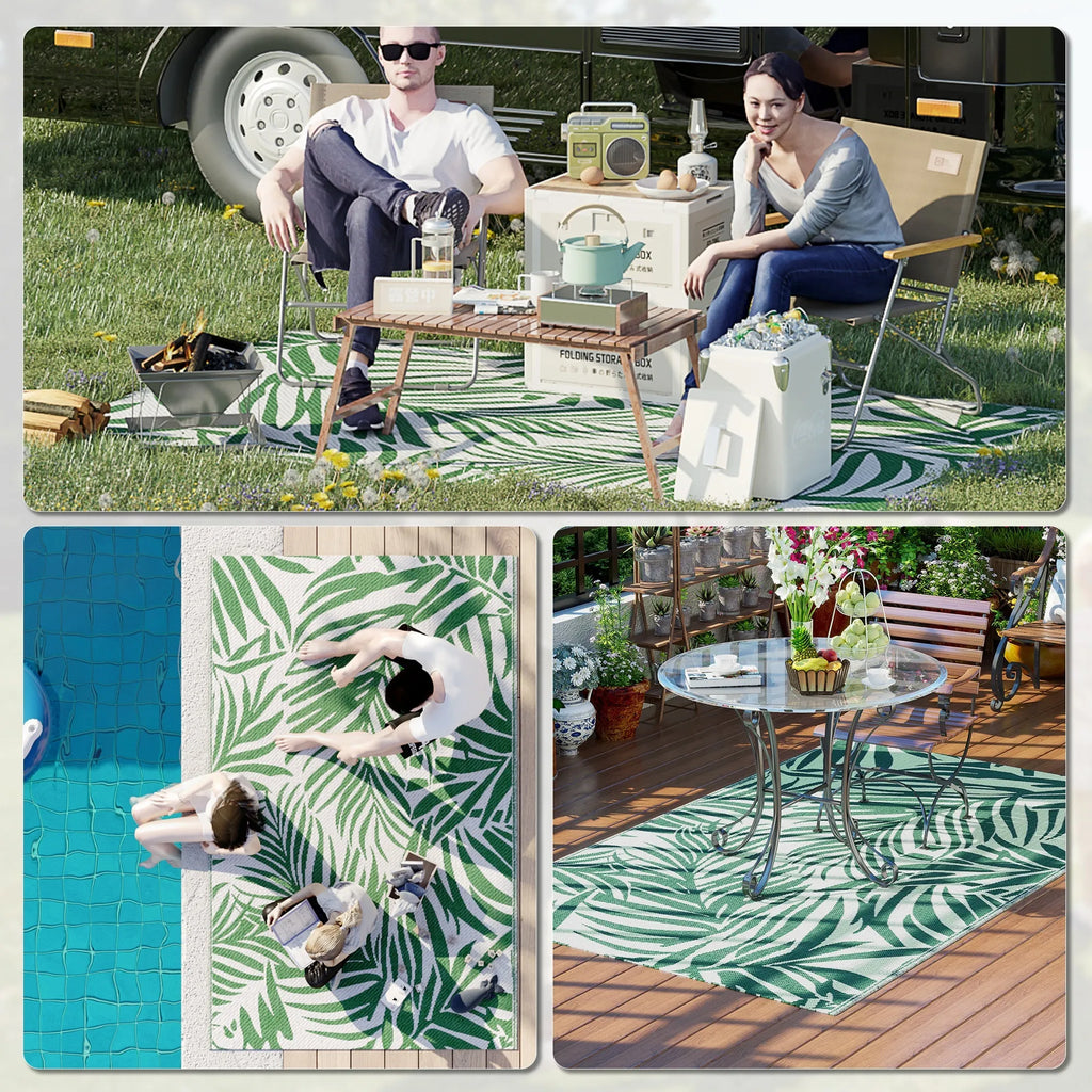 Lauko kilimas dvispusis polipropileninis 152 x 243 cm tamsiai žalias