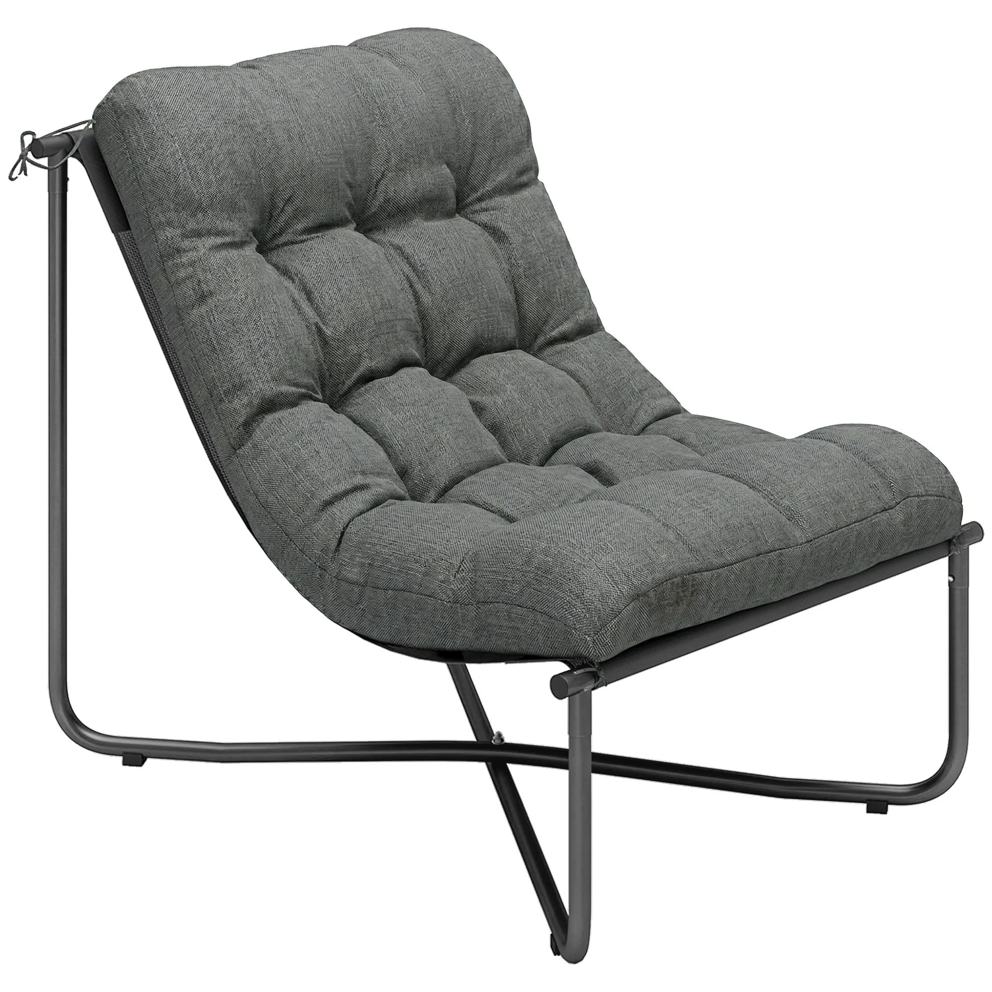 Lauko krėslas 120 kg, ergonomiškas, su minkšta pagalve, 67 cm pločio, tamsiai pilkas
