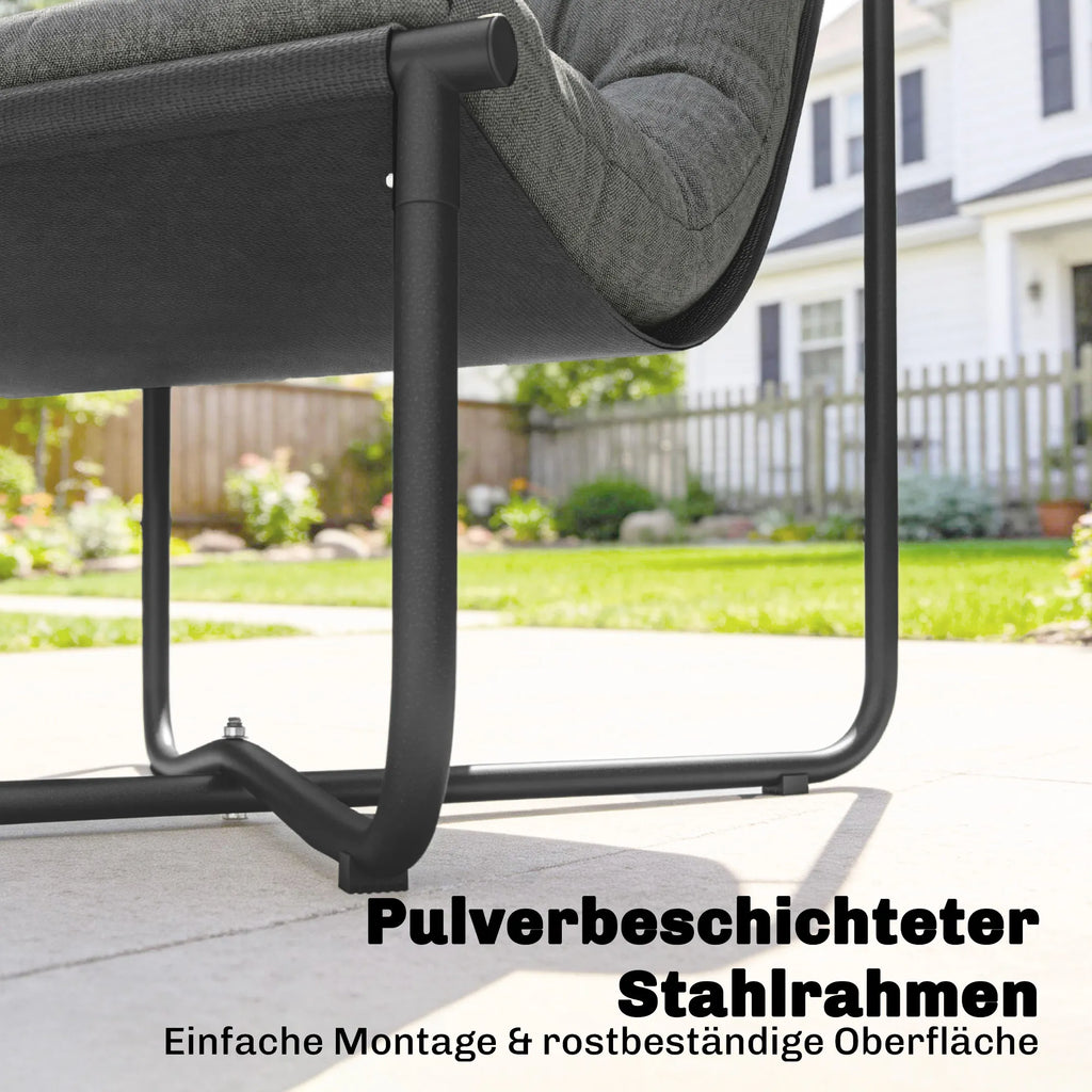 Lauko krėslas 120 kg, ergonomiškas, su minkšta pagalve, 67 cm pločio, tamsiai pilkas