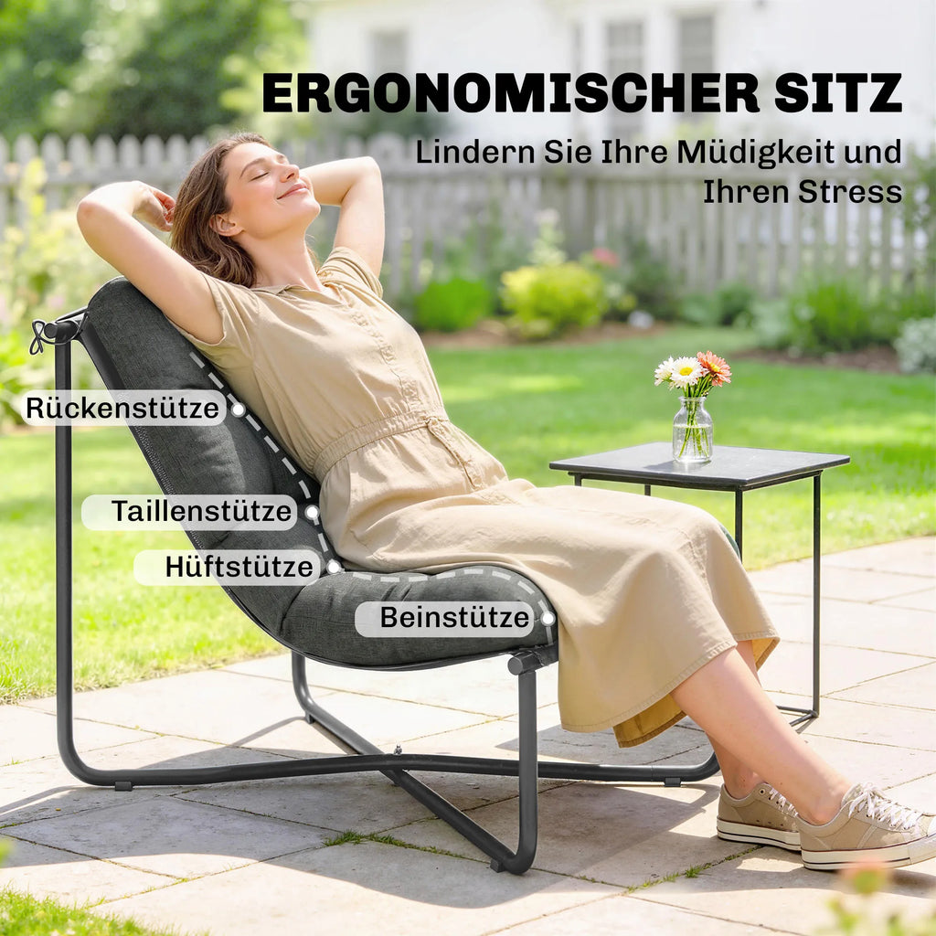 Lauko krėslas 120 kg, ergonomiškas, su minkšta pagalve, 67 cm pločio, tamsiai pilkas