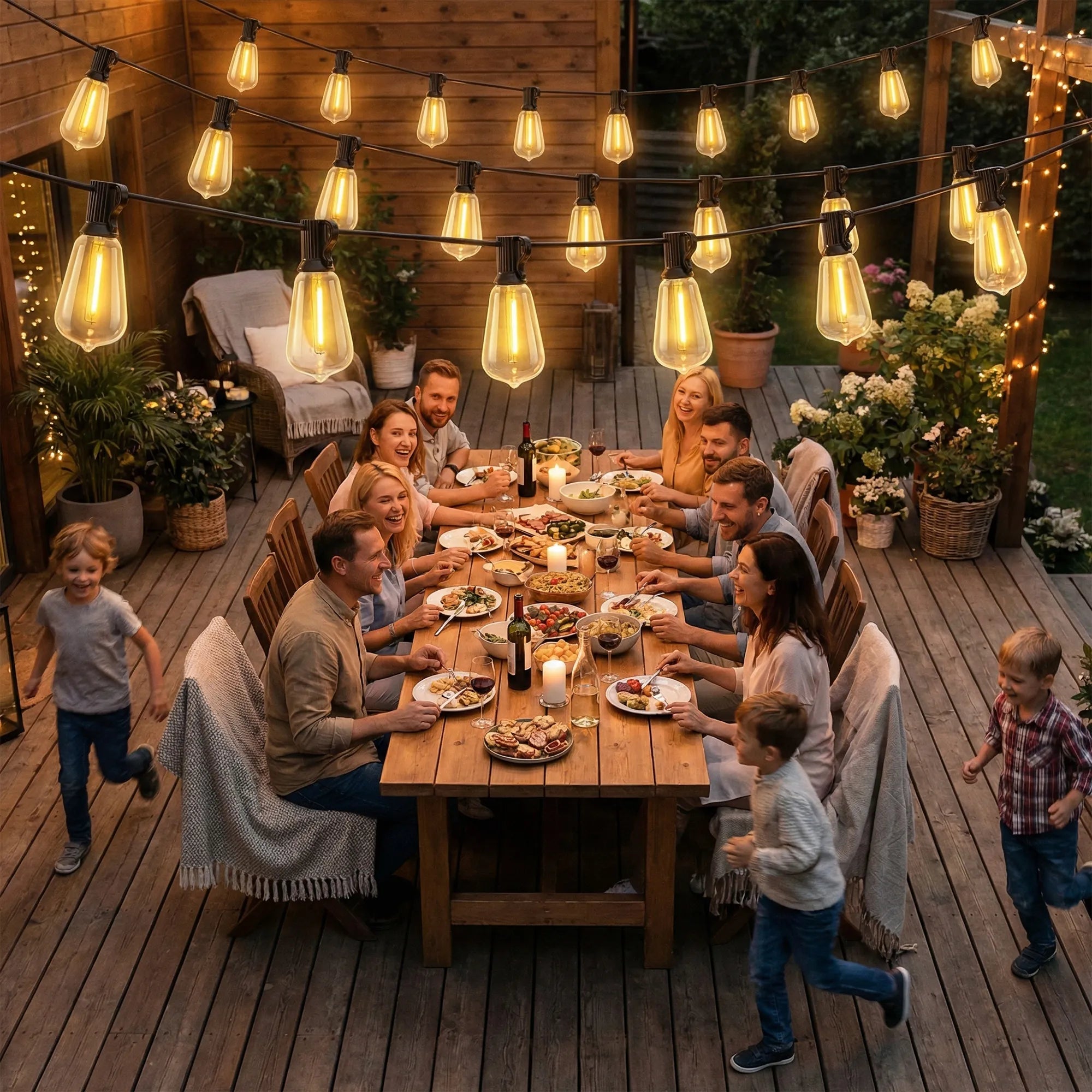 Lauko LED girlianda 18 m, sujungiama, IP44, juoda