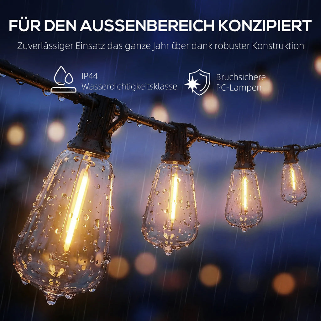 Lauko LED girlianda 18 m, sujungiama, IP44, juoda
