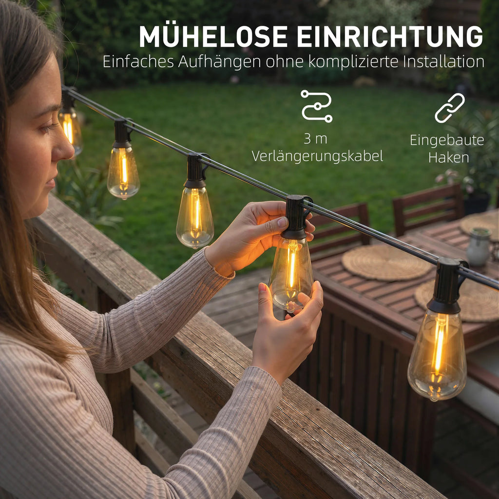 Lauko LED girlianda 18 m, sujungiama, IP44, juoda
