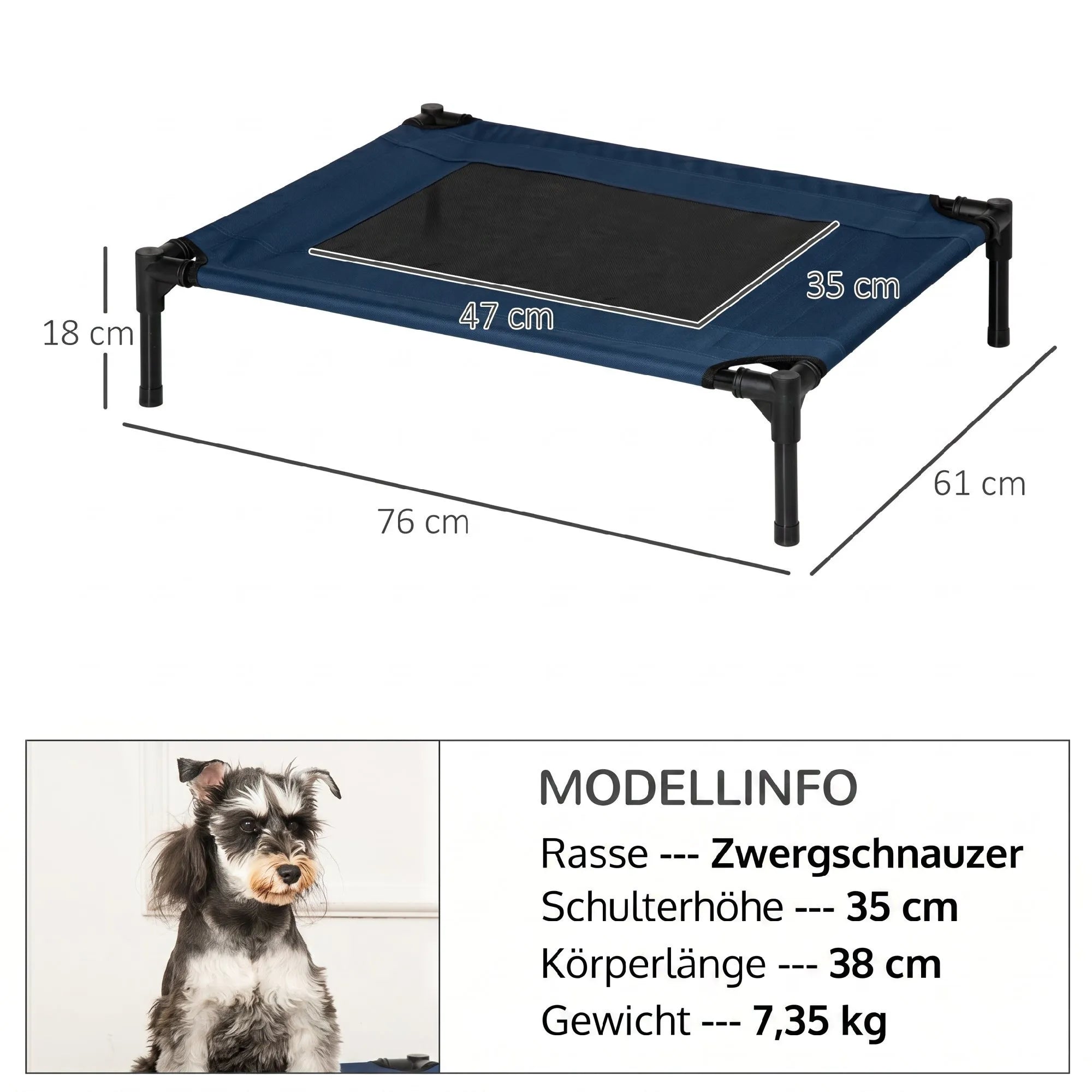 Lauko lova augintiniams, pakeliama, iki 20 kg, mėlyna