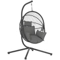 Lauko pakabinamas krėslas Pakabinamas krėslas, su pagalvėle, „Egg-Chair“, 120 cm x 106 cm x 188 cm,  pilkos spalvos