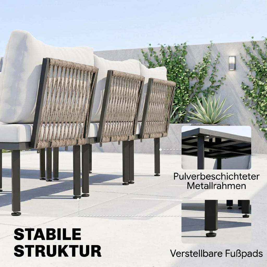 Lauko poilsio baldų komplektas 5-6 asmenims, šviesiai pilkas