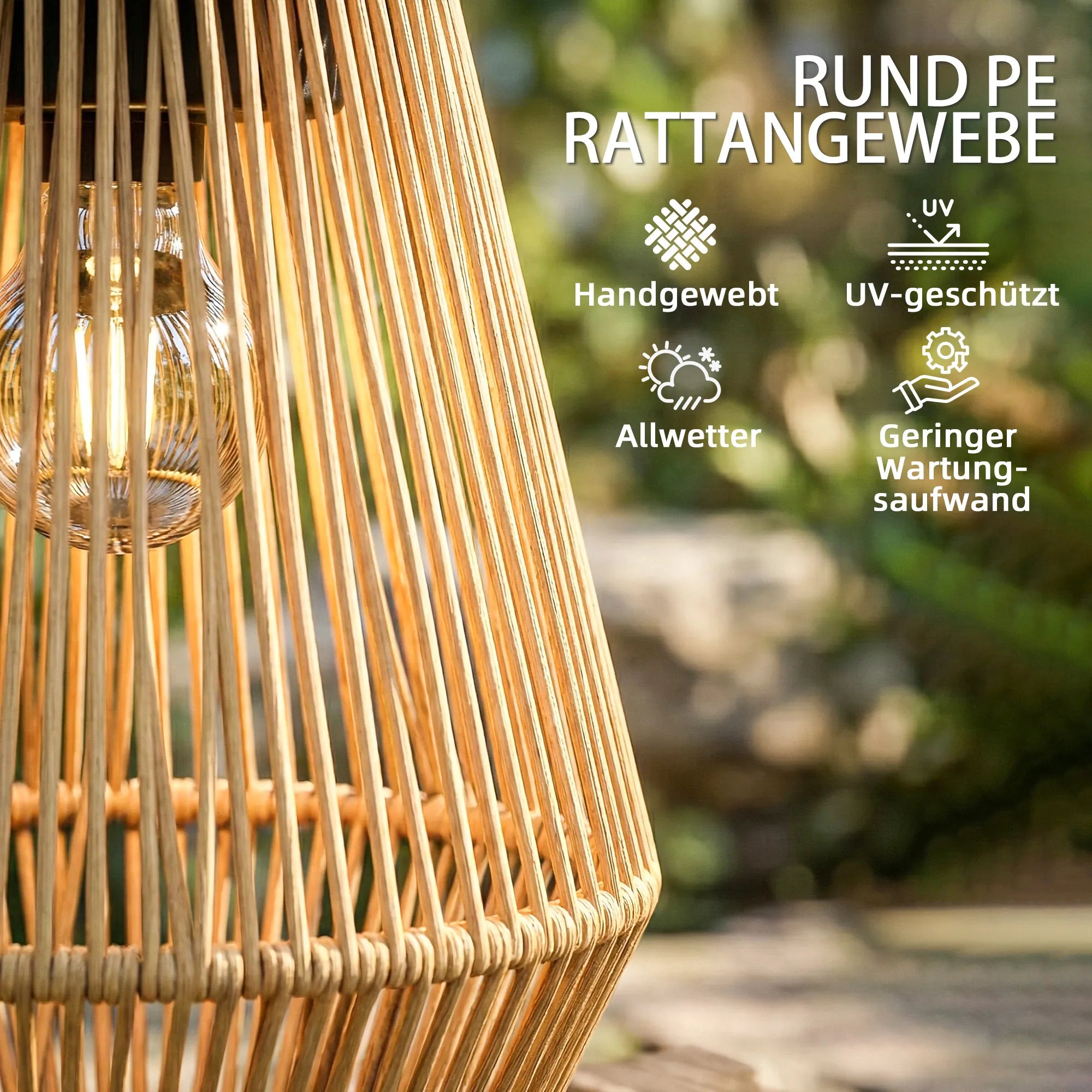 Lauko saulės baterijų šviestuvai 2 vnt. rotango rudos spalvos