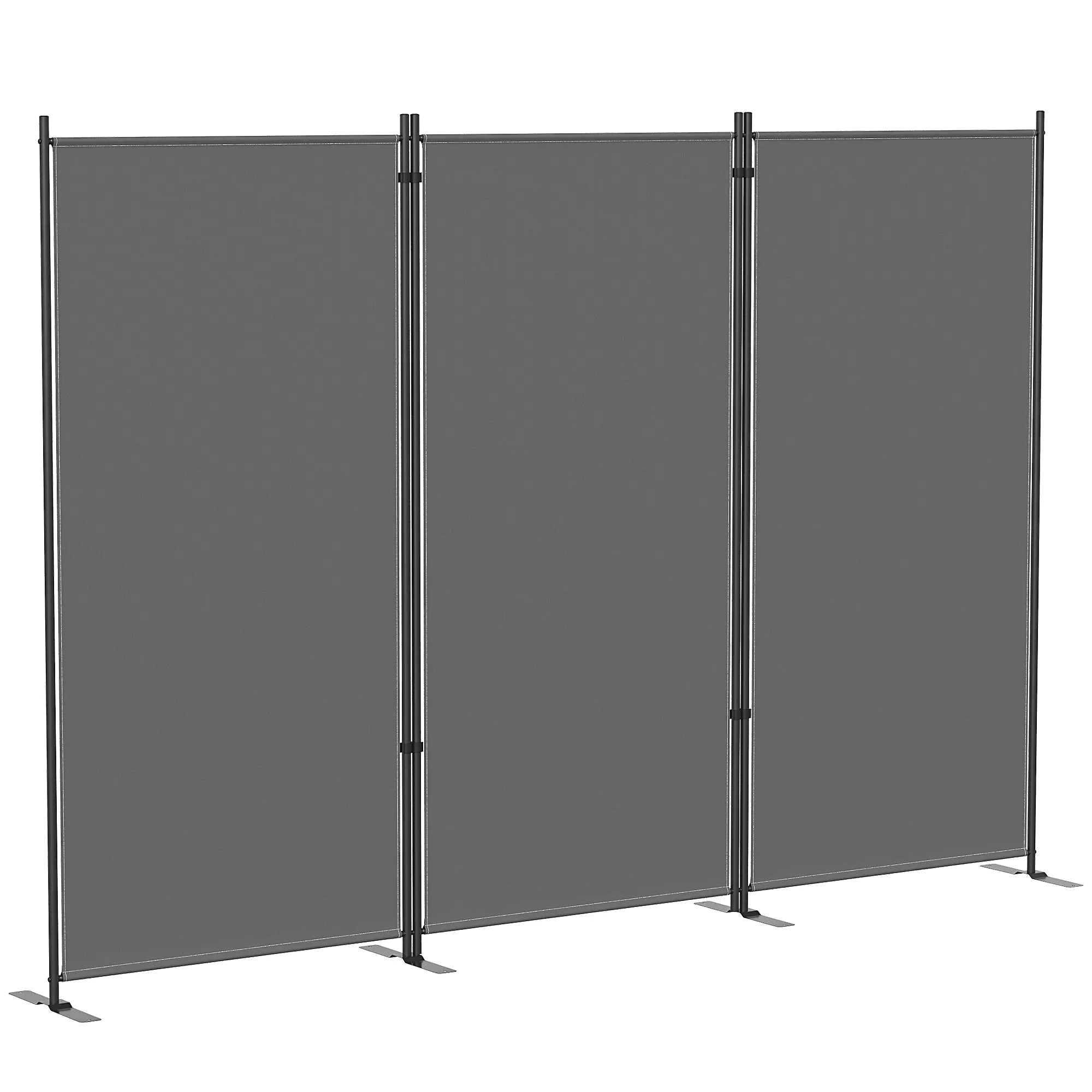 Lauko širma metalinė 260x180 cm sulankstoma pertvara tamsiai pilka
