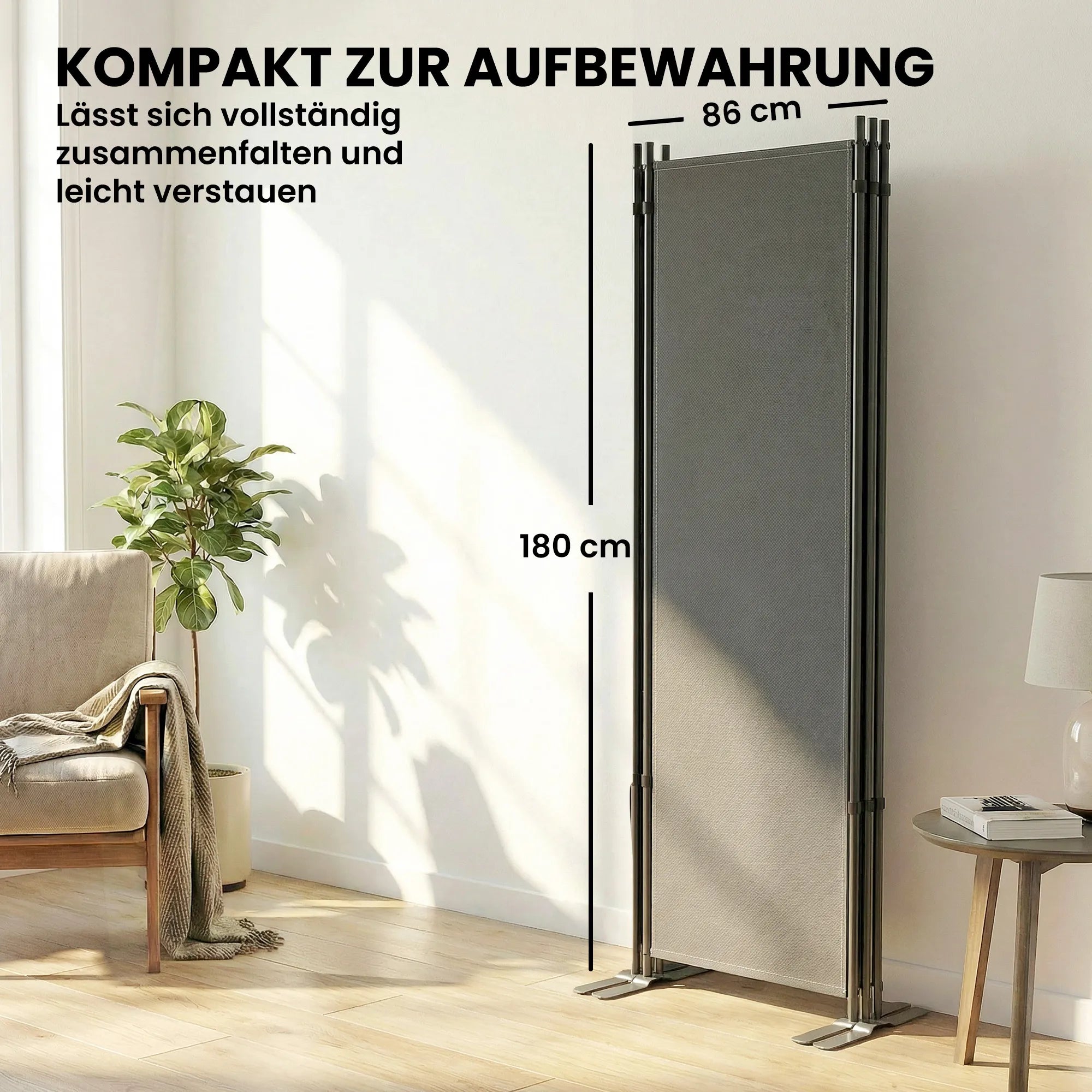 Lauko širma metalinė 260x180 cm sulankstoma pertvara tamsiai pilka