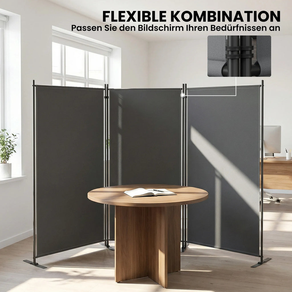 Lauko širma metalinė 260x180 cm sulankstoma pertvara tamsiai pilka