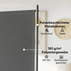 Lauko širma metalinė 260x180 cm sulankstoma pertvara tamsiai pilka