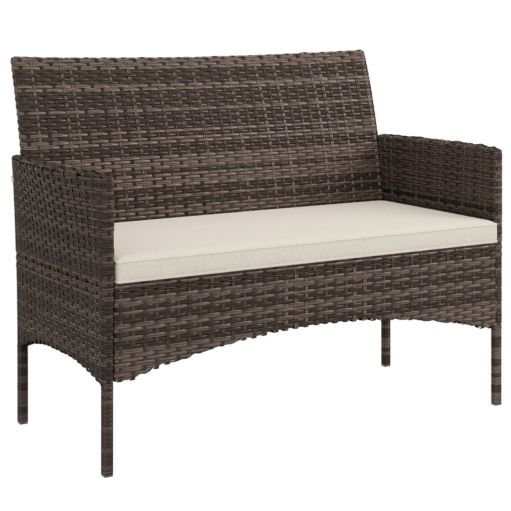 Lauko sofa iš poliratano dvivietė 115x63x85 cm ruda