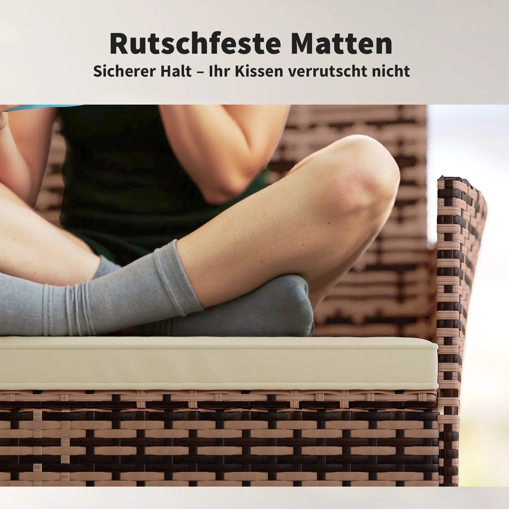 Lauko sofa iš poliratano dvivietė 115x63x85 cm ruda