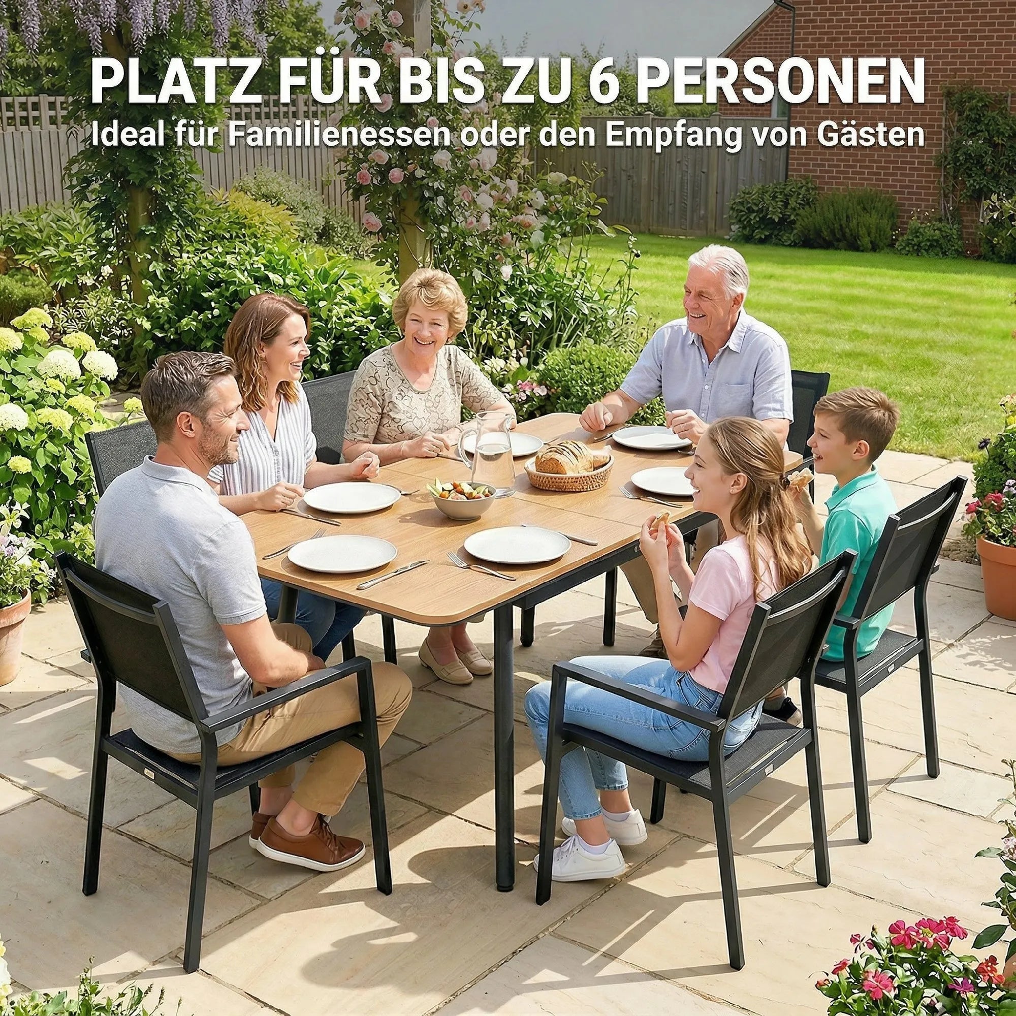 Lauko stalas 140x80 cm WPC stalviršis metalinis karkasas
