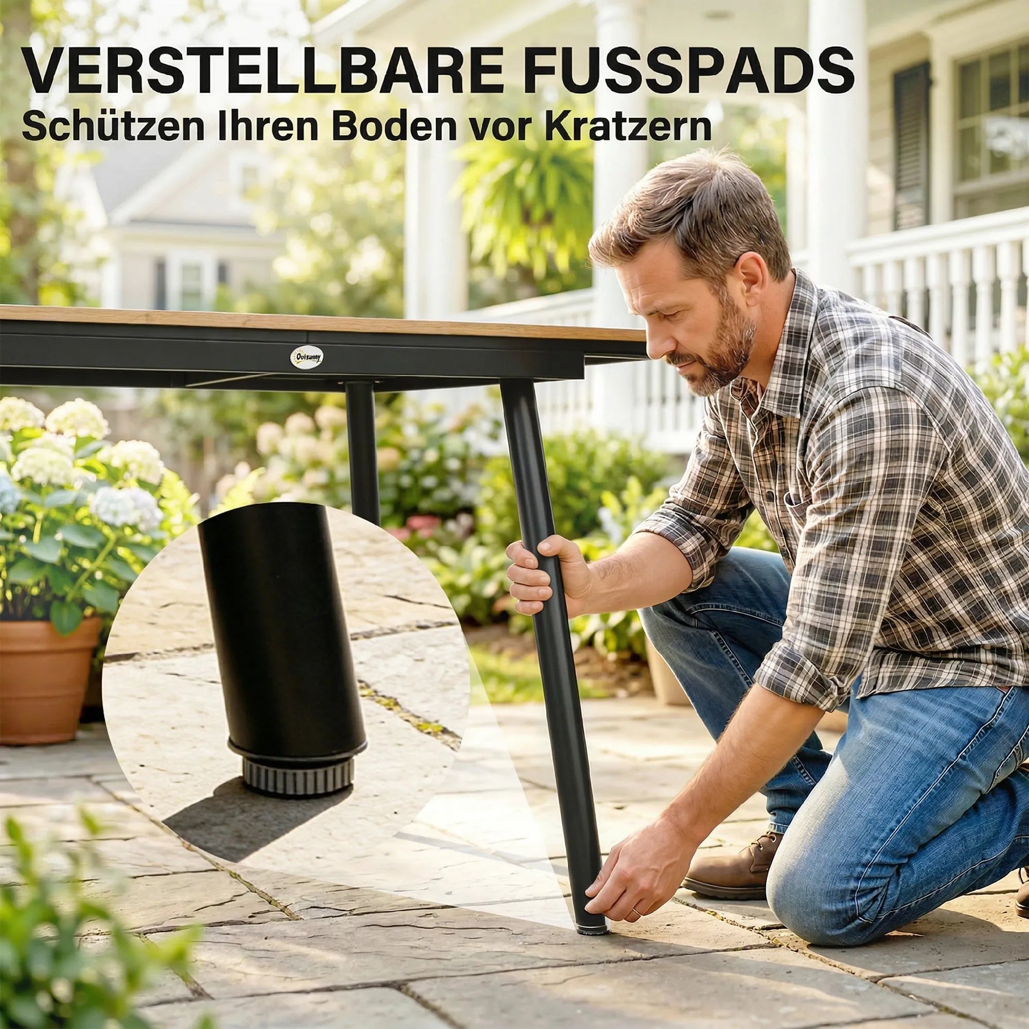 Lauko stalas 140x80 cm WPC stalviršis metalinis karkasas
