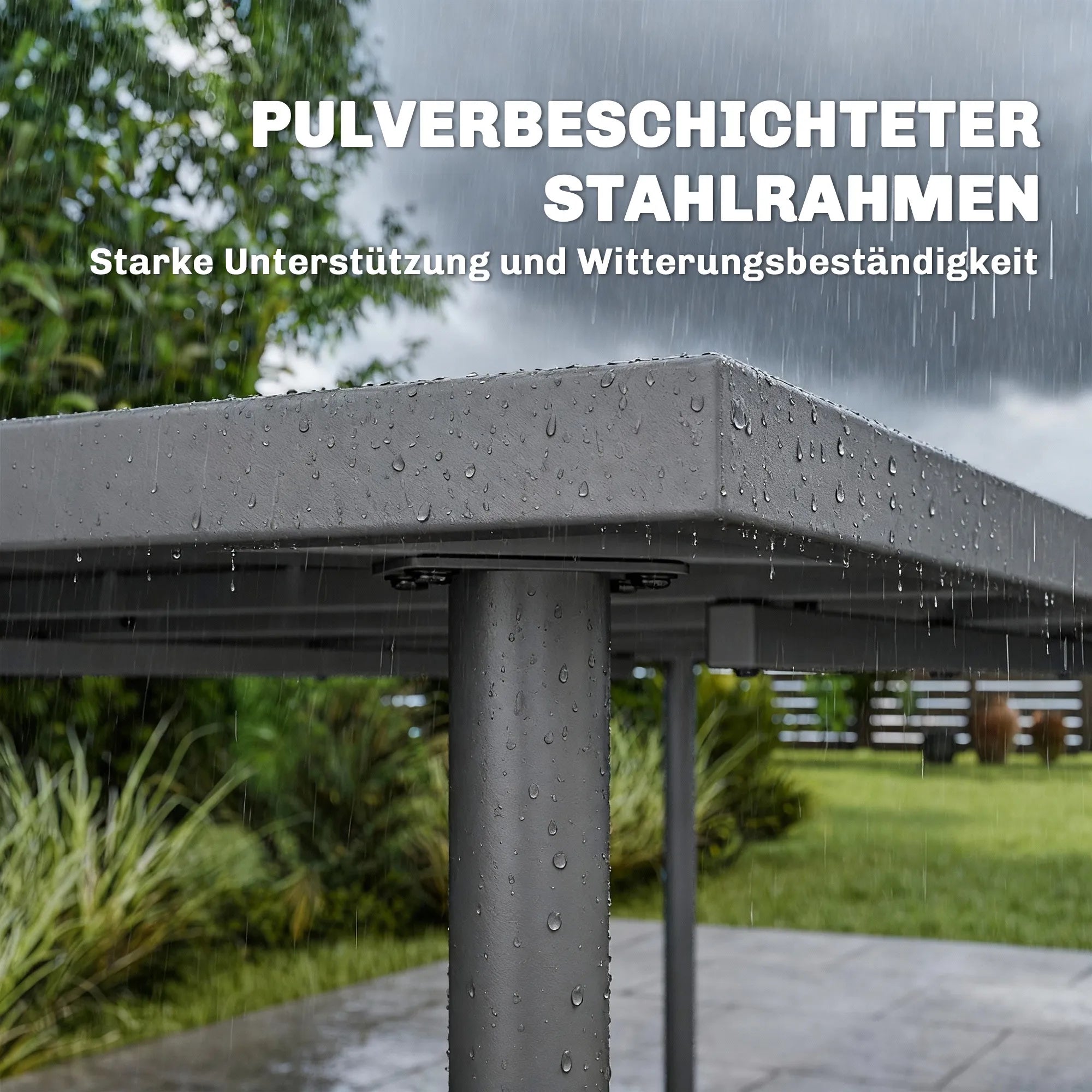 Lauko stalas 165x80 cm metalinis su grotelėmis tamsiai pilkas