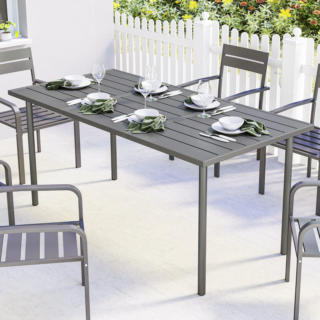Lauko stalas 165x80 cm metalinis su grotelėmis tamsiai pilkas